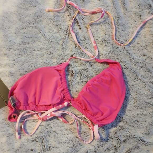 South Beach Women's Cross Front Halter Bikini Top Pink NWT - Picture 4 of 5